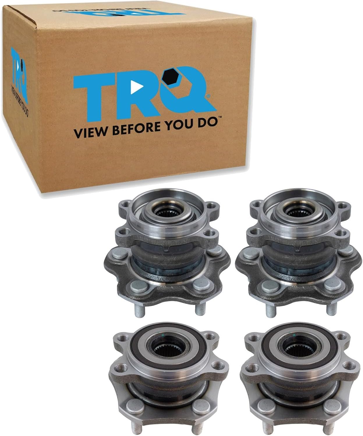TRQ Front and Rear Wheel Bearing and Hub Assembly Set 4 Piece Compatible with 2014-2019 Nissan Rogue All Wheel Drive 2017-2022 Rogue Sport All Wheel Drive