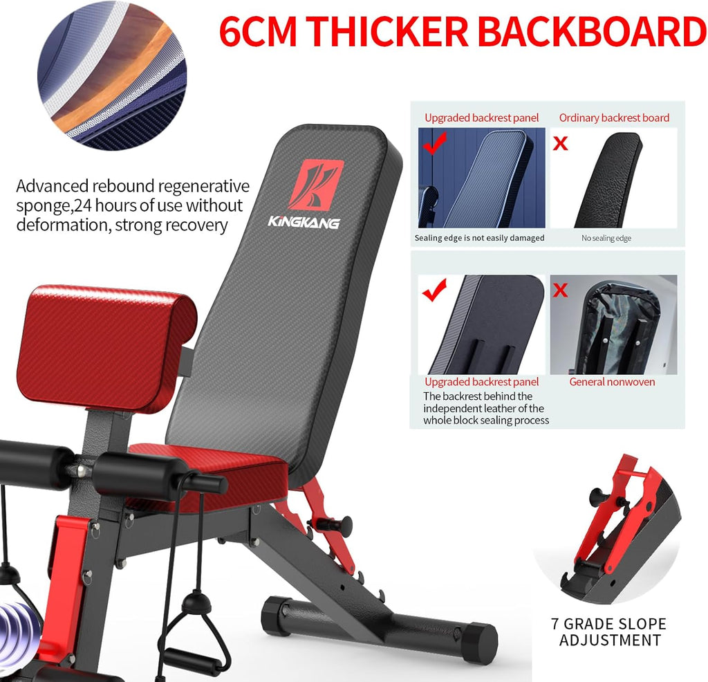 Adjustable Weight Bench,Utility Workout Bench Foldable Incline Decline Benches for Home Gym Full Body Workout,Load 600LBS