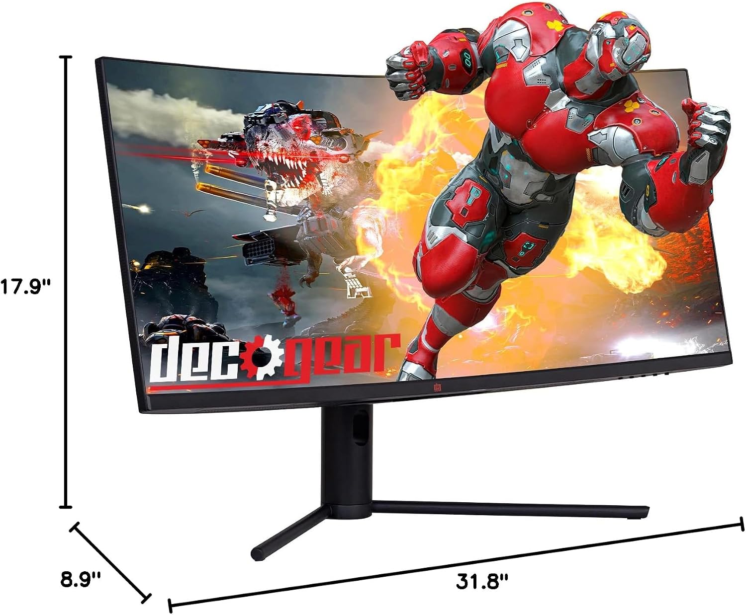 Deco Gear 34' Curved Gaming Monitor, 180Hz 3440×1440 Ultrawide UWQHD Screen for Laptop & PC, Adaptive Sync, R1500 VA Panel, HDR, 100% sRGB, Dual HDMI/DP, 21:9, VESA Mount, American Seller