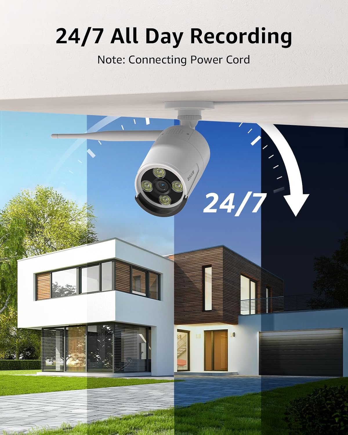 ANNKE Wireless Camera System, 16CH 4K Security NVR, 8Pcs 3MP Outdoor Cameras(Wired Power), 2-Way Audio, Dual-Band WiFi, Human Detection, IP66 Waterproof, 2TB HDD, 24/7 Protection, Metal Housing