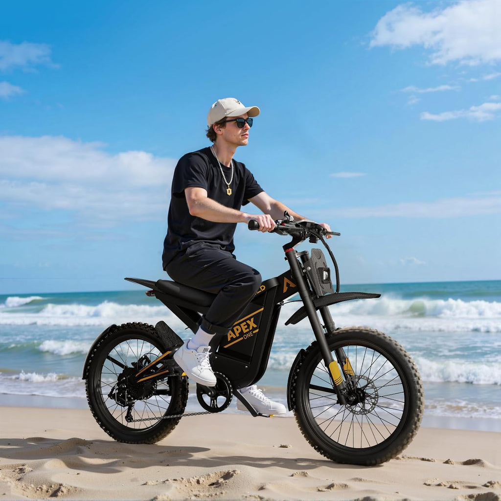 Electric-Dirt-Bike for Adults-Mountain-Motorcycle with 1536Wh Battery 32AH, Max 37 MPH and 80Miles Range E-Bike, Peak 3000W Brushless Motor, 25Inch Fat Tire and Front Fork Suspension, Orange
