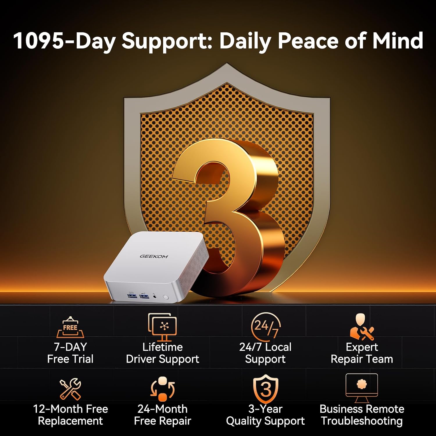 GEEKOM [2026 Corporate Bulk Choice] Mini PC A7 with AMD Ryzen 5 7535HS 16GB DDR5 & 1TB SSD(Expandable) Windows 11 Desktop Mini Computers for Office,8 Premium Quality Supports|USB4|8K|SD