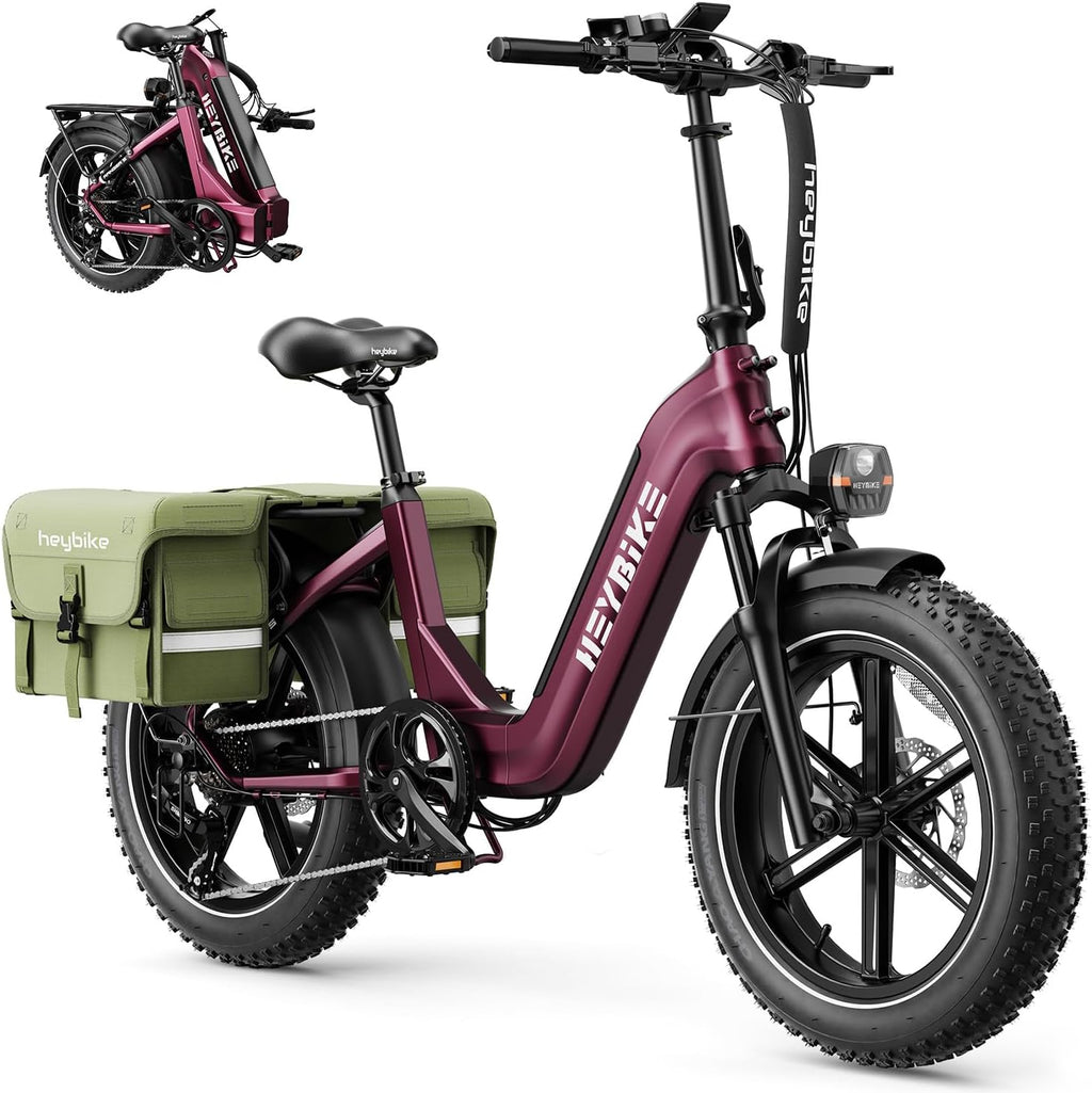 Heybike Ranger 20'x4.0' Fat Tire Folding Electric Bike for Adults, 1200W/1800W Peak Motor, 28/32MPH, up to 55/90 Miles Range, UL2849 Certified Removable Battery for Commute Beach Mountain Snow E Bike