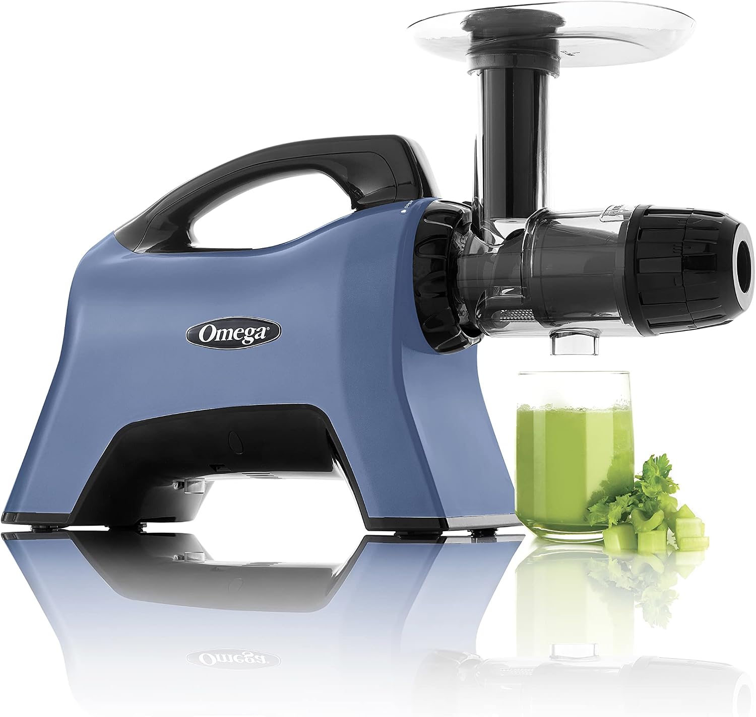 Omega Celery Juicer and Nutrition System Masticating Juicer, Cold Press Juicer Machine For Celery with Adjustable Dial, 200-Watt, Blue