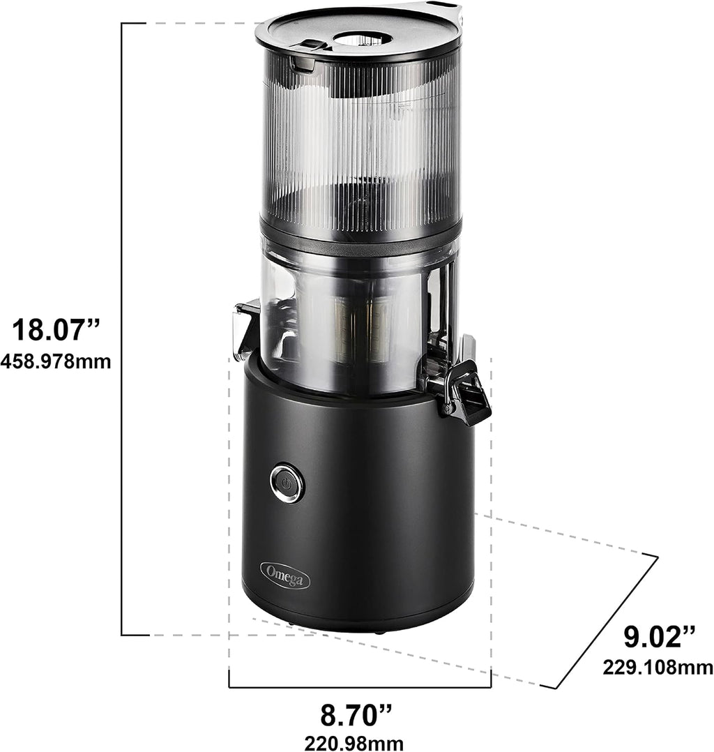 Omega Effortless Batch Cold Press Juicer - Hands Free Vegetable and Fruit Masticating Juicer Machine with 68-oz. capacity, Extra Large Hopper No-Prep whole recipe juicing, Easy Clean, 150-Watts, Black