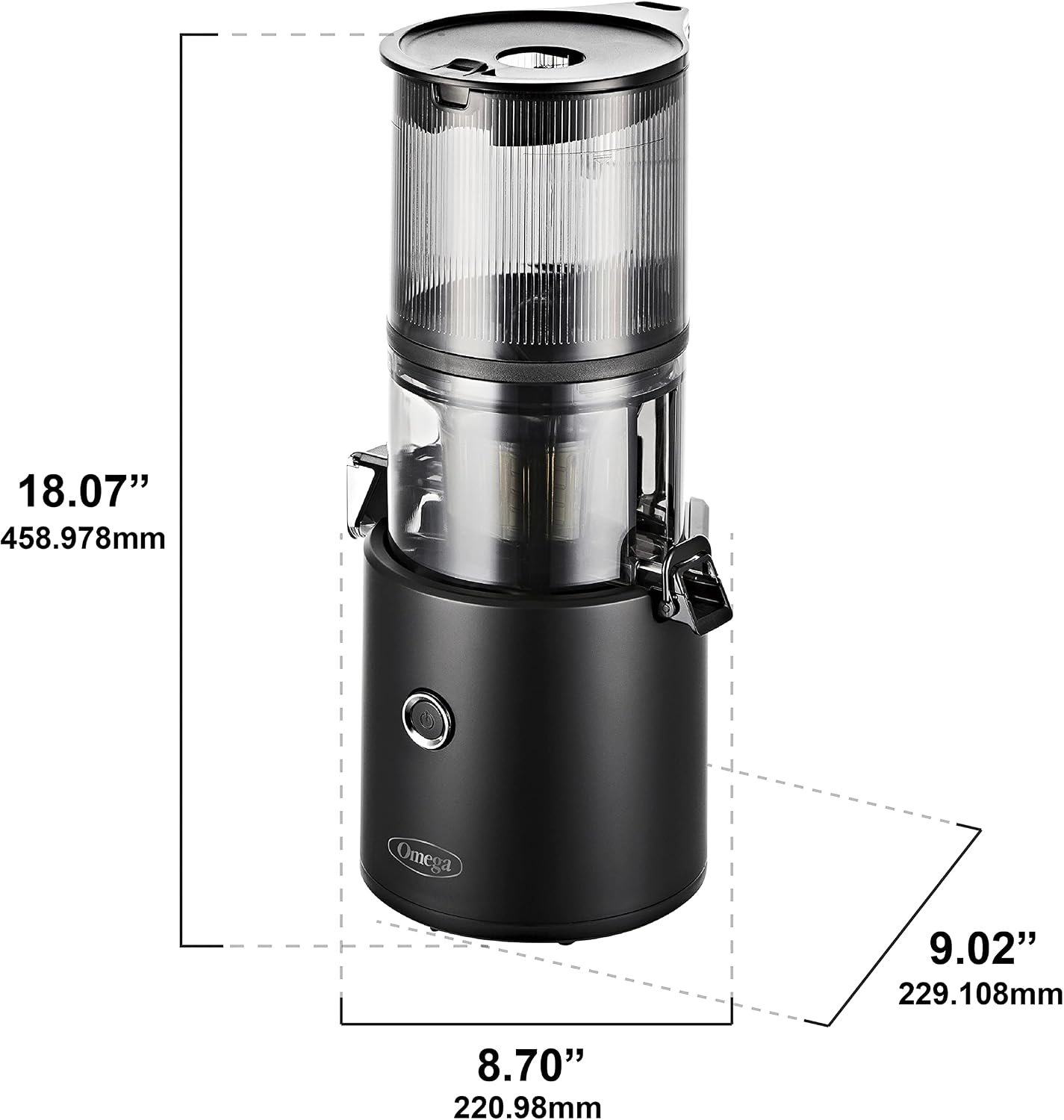Omega Effortless Batch Cold Press Juicer - Hands Free Vegetable and Fruit Masticating Juicer Machine with 68-oz. capacity, Extra Large Hopper No-Prep whole recipe juicing, Easy Clean, 150-Watts, Black