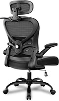Freepub Ergonomic Office Chair with Headrest 3D, Mesh Office Desk Chair with Adjustable Lumbar Support, Computer Chair with Flip up Armrests, 350LBS Capacity - Design for Home/Offices - Black
