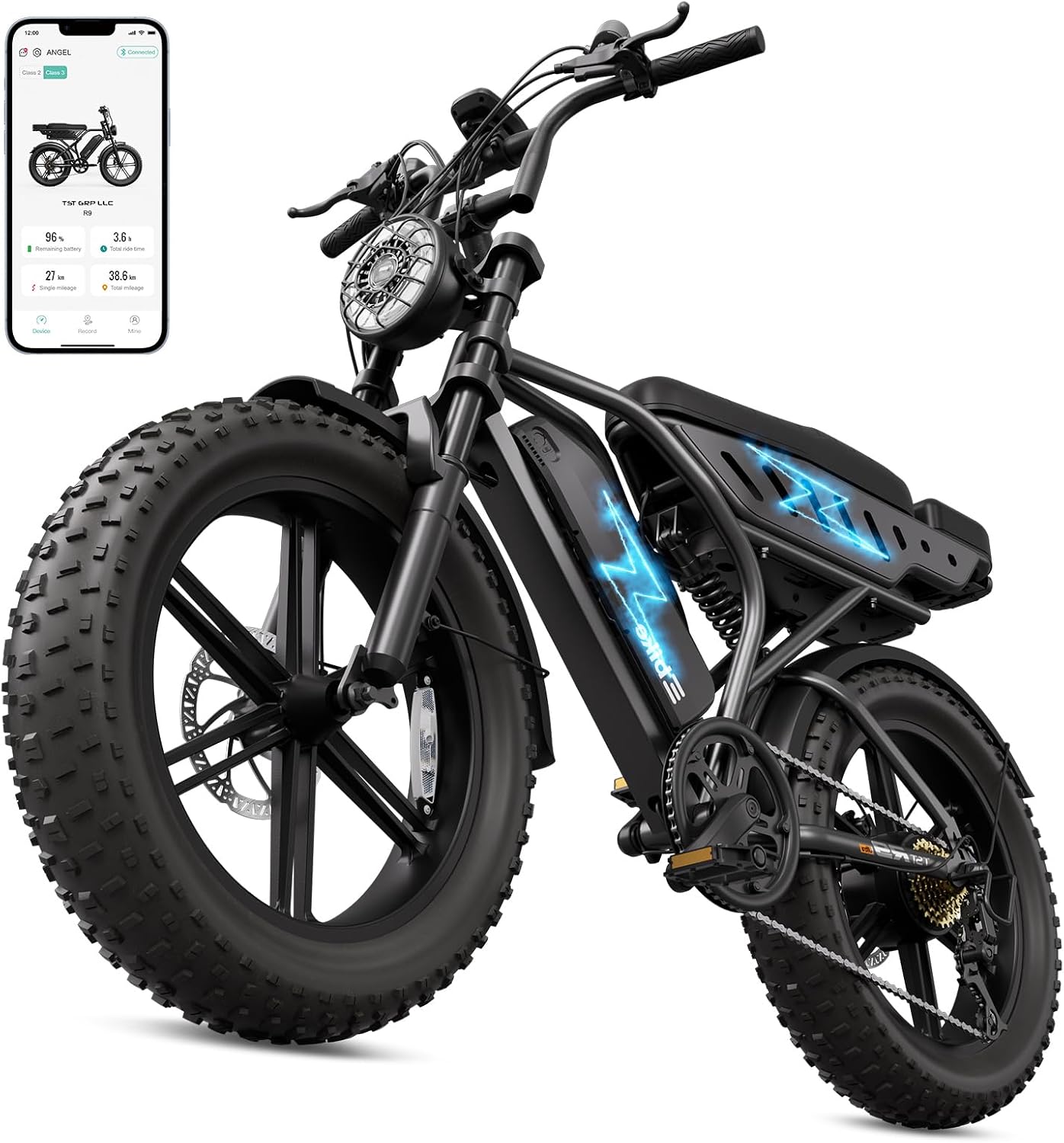 TST Electric Bike for Adults, 1500W Peak Motor 60/100 Miles Fat Tire Ebike with 48V 15Ah/25Ah Removable Battery 20' Fat Tire Electric Dirt Bike Full Suspension and 7-Speed