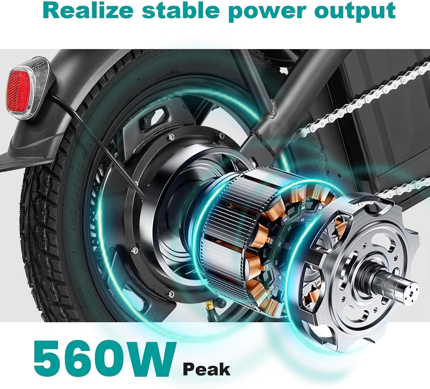 Electric Bike for Adults and Teens, 560W Motor 24MPH Compact Commuter Ebike, 32 Miles Range, 48V 10Ah Battery, 3 Shock Absorbers, 14' Mini Foldable Electric Bicycles with Basket, UL 2849 Certified