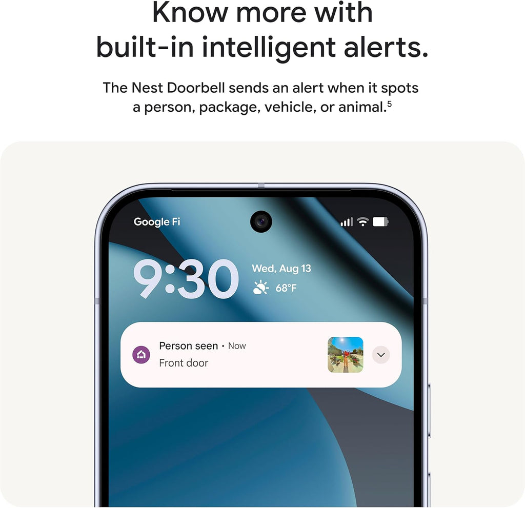 Google Nest Doorbell (Wired, 3rd Gen) - 2K Video and Gemini, Live View, Night Vision, 2-Way Audio - Works with Google Home - 2025 Model - Linen
