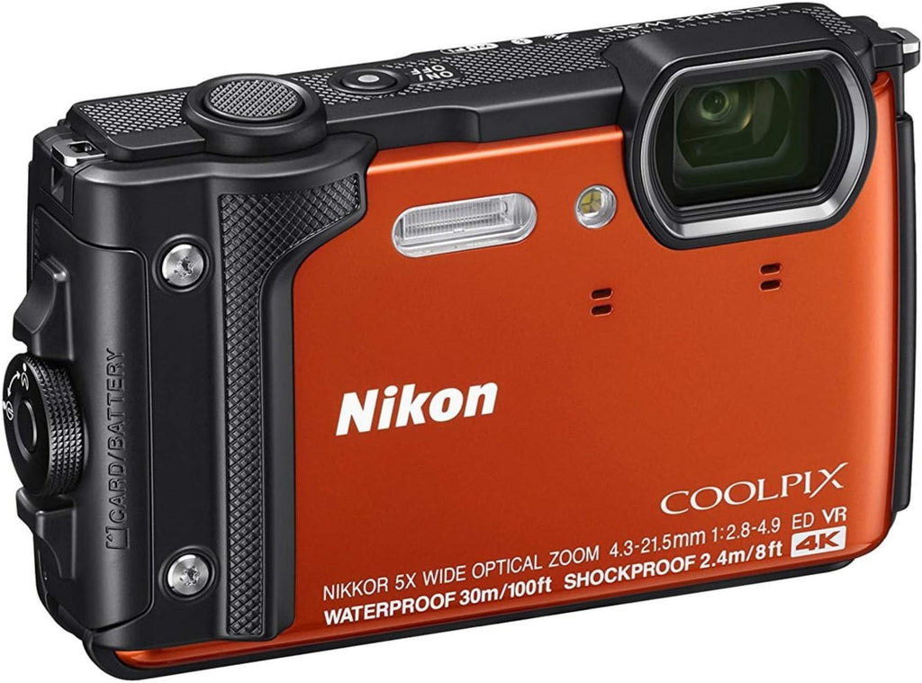 Nikon W300 Waterproof Underwater Digital Camera with TFT LCD, 3', Orange (26524)
