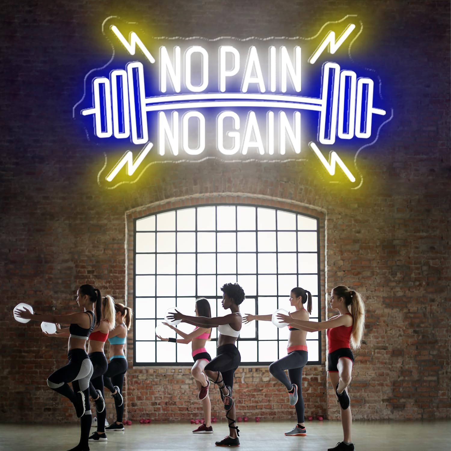 No Pain No Gain Neon Signs, Dimmable Neon Lights for Wall Decor, No Pain No Gain Light Up Signs for Gym, Classroom, Reading Club, Office, Neon Lights Signs for Fitness Wall Art, 22.5x12.2'