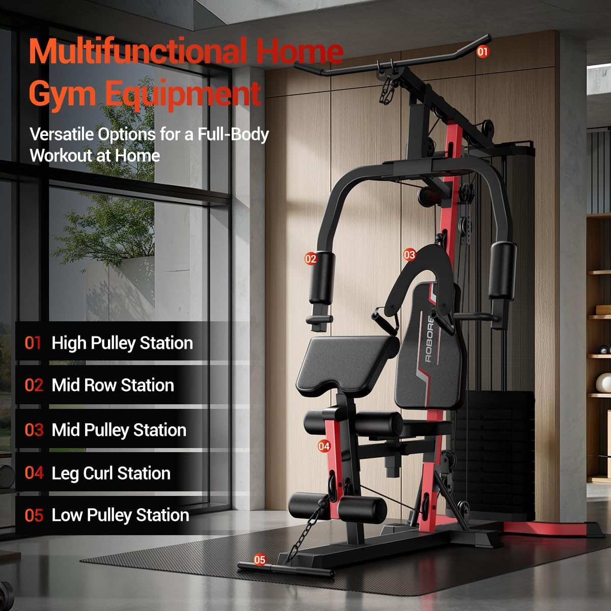 Home Gym System with 160LB Weight Stack, Multifunctional All-in-One Workout Station, Full Body Strength Training System
