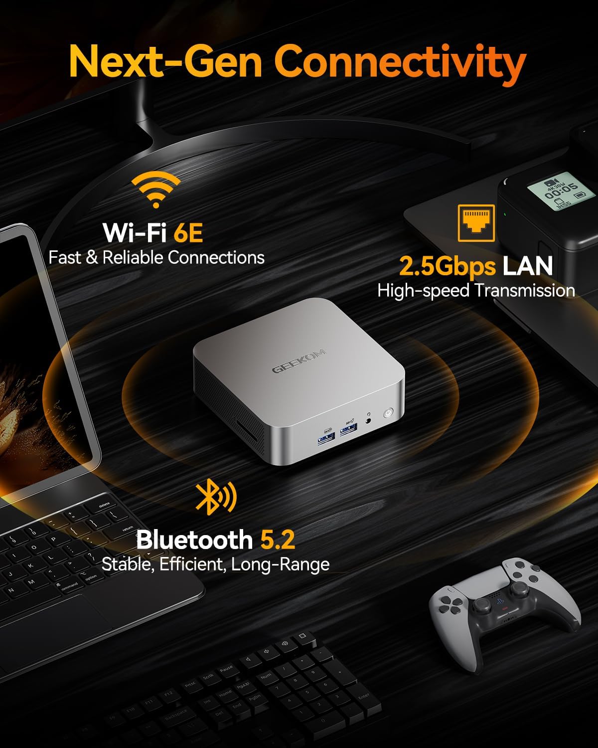 GEEKOM A8 Mini PC with AMD Ryzen 7 8745HS (Beats 6800H), 16GB DDR5 RAM (Upgradable, Not LPDDR) 1TB NVMe SSD, Windows 11 Pro Desktop Computer for Home&Business, USB4, SD Slot, 8K | WiFi 6E, 2.5G LAN