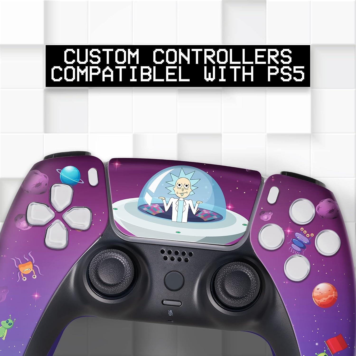 Ricky - Morty Custom PS-5 Controller Wireless compatible with Play-Station 5 Console by BCB Controllers | Proudly Customized in USA with Permanent HYDRO-DIP Printing (NOT JUST A SKIN) (MODDED)