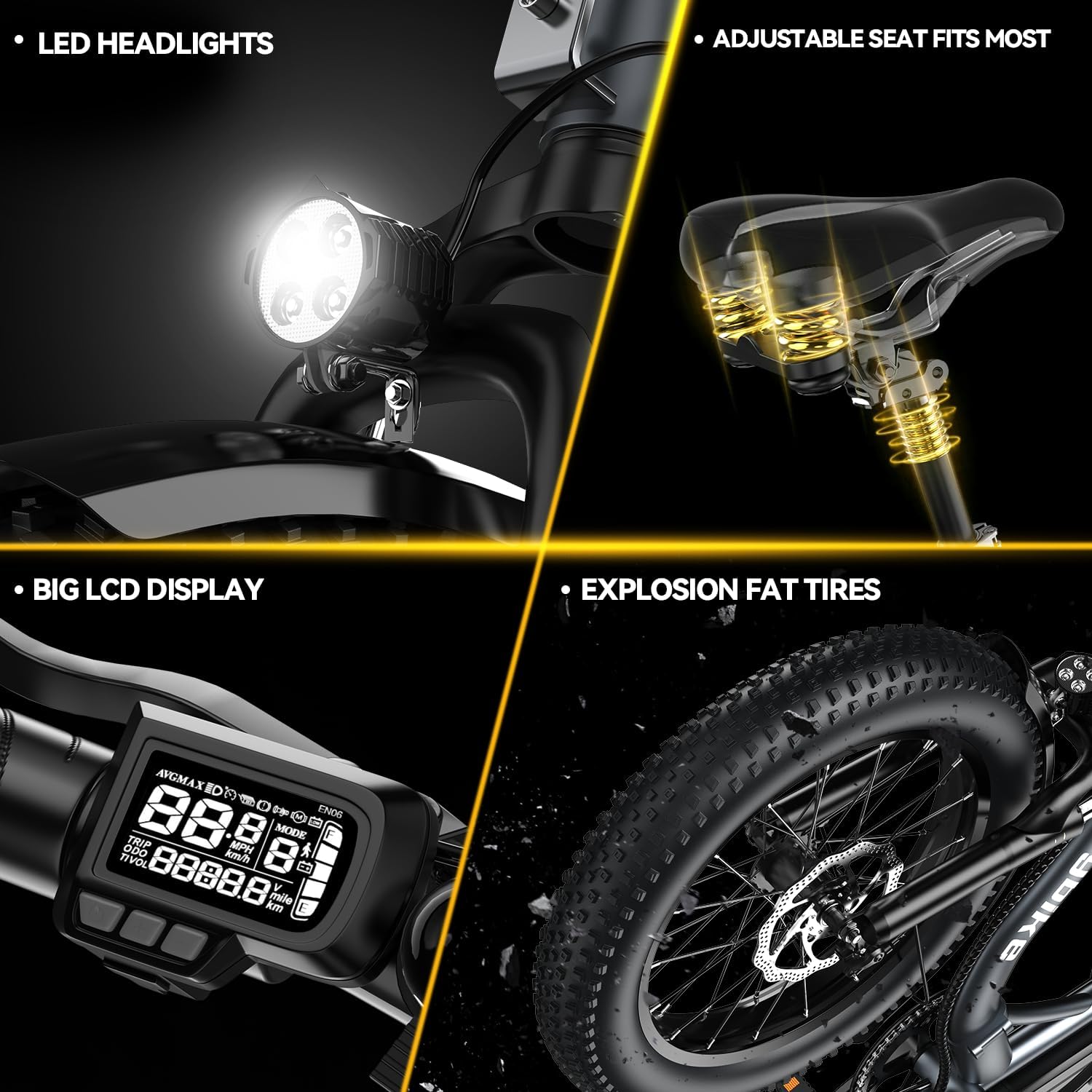 Folding Electric Bike for Adults and Seniors, 1000W Motor 48V 20AH Battery 30MPH 80 Miles, 20' Fat Tire All Terrain Ebike, 7-Speed Commuter E Bike, Step-Thru Electric Bicycle for Women and Teens