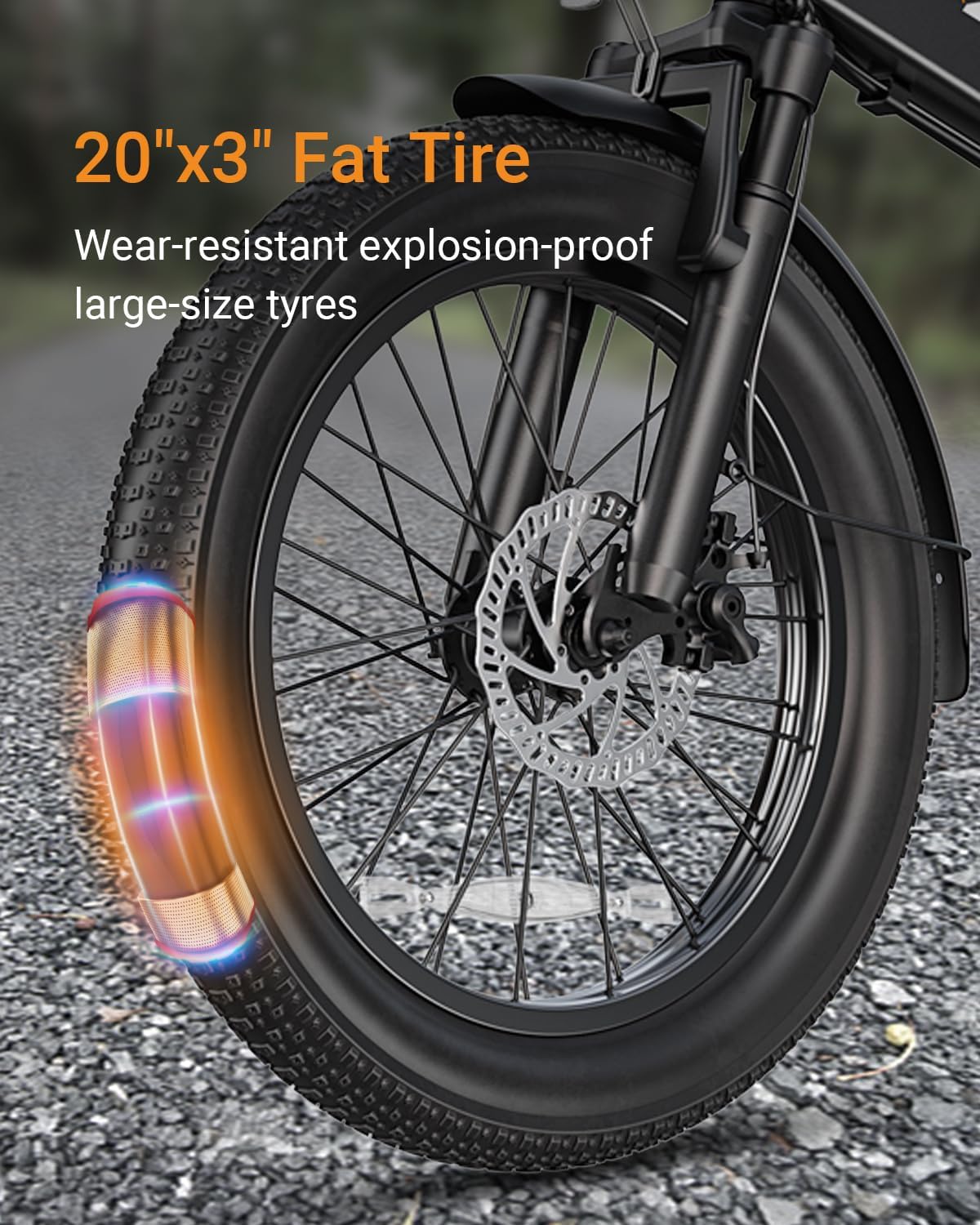 Folding Electric Bike, 48V 10.4AH Large Removable Battery E Bike, 28 MPH, 50 Miles Max Range, 20' Fat Tire Electric Bike for Adults, Adult Electric Bicycles for Commute
