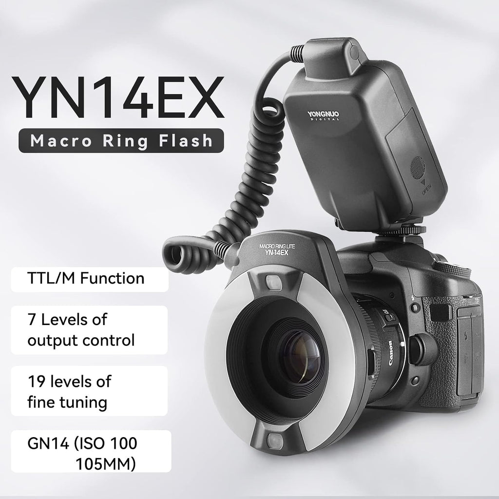YONGNUO YN-14EX YN14EX TTL Macro Ring Flash, LED Flash Light with Adapter Ring for Canon EOS DSLR Cameras, as Canon MR-14EX