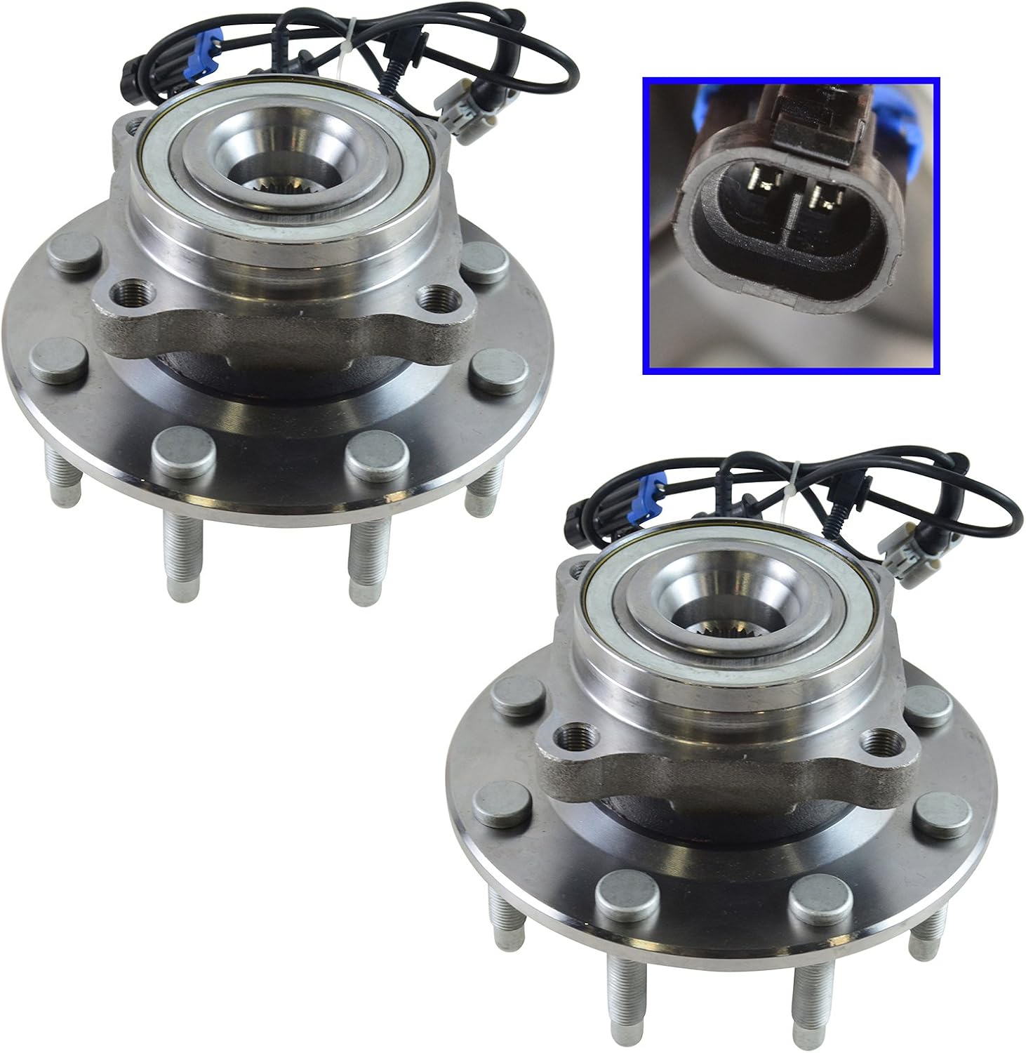 TRQ 2 Piece Front Wheel Bearing & Hub Assembly Set Compatible with 2007-2010 Chevrolet Silverado 2500 HD Silverado 3500 HD 2007-2013 Suburban 2500 GMC Sierra 2500 HD Sierra 3500 HD Yukon XL 2500 2008