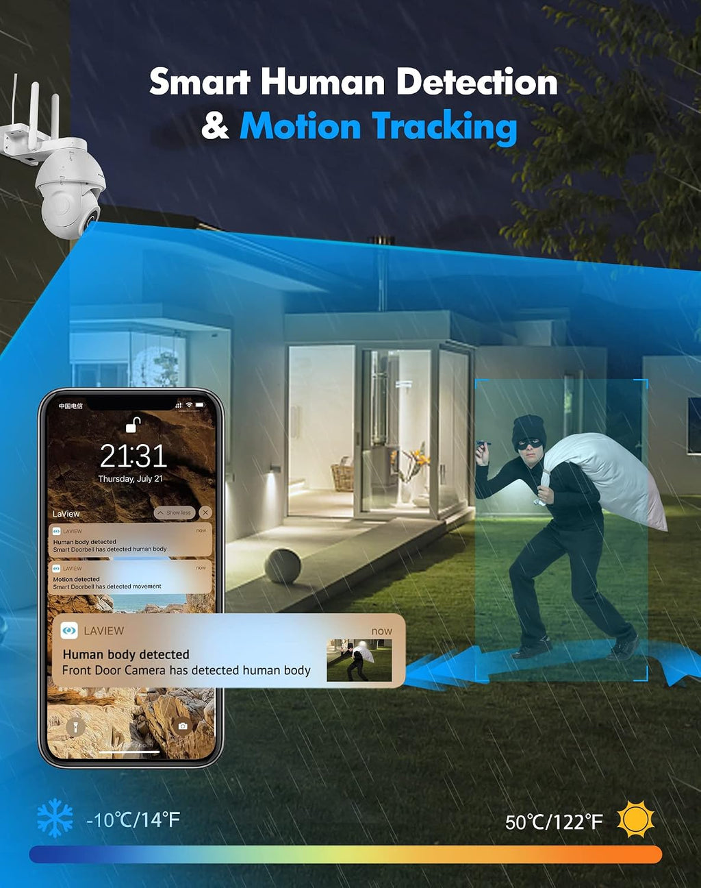 LaView 8MP Security Camera Outdoor Wired Starlight Color Night Vision,4K Cameras for Home Security AI Human Detection & Auto Tracking, IP65 Outdoor Camera 2-Way Audio, US Cloud, Compatible with Alexa