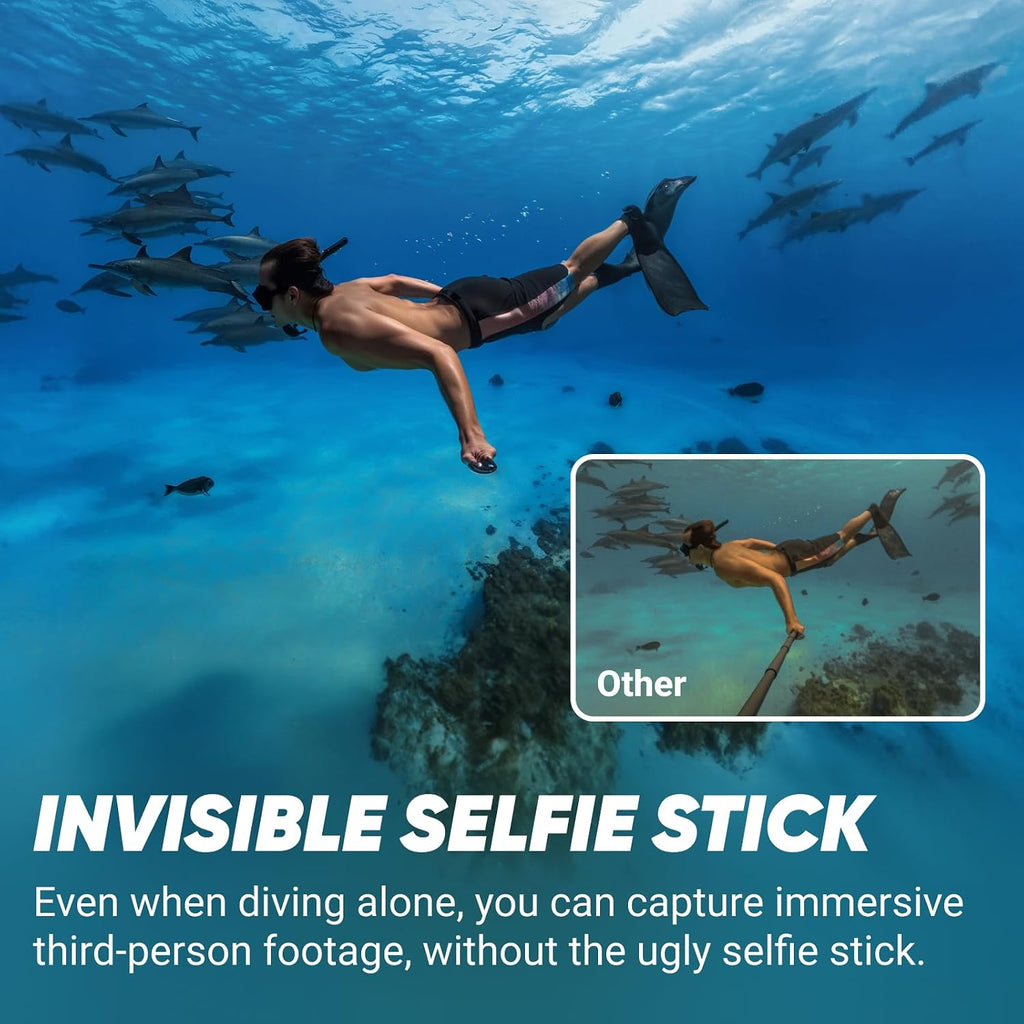 Insta360 X4 Invisible Dive Bundle - 8K Waterproof 360 Action Camera, 4K Wide-Angle Video, Invisible Selfie Stick, Removable Lens Guards, 135 Min Battery Life, AI Editing, Stabilization