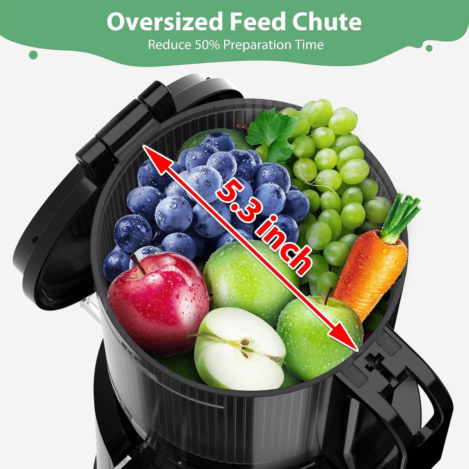 Cold Press Juicer, 5.3' Extra Large Wide Mouth, Aeitto Slow Juicer Machines, Professional Juice Extractor Machine,Self Feeding