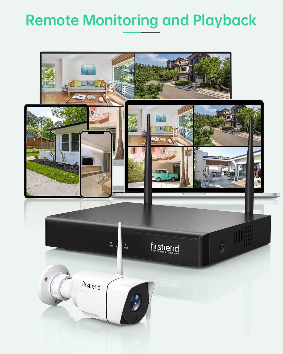 Wireless Security Camera System,Firstrend 5MP Security System Wireless with 4 CCTV Cameras Ultra HD Two Way Audio 8CH NVR 2TB Hard Drive Night Vision Motion Alarm APP for Home Indoor Outdoor