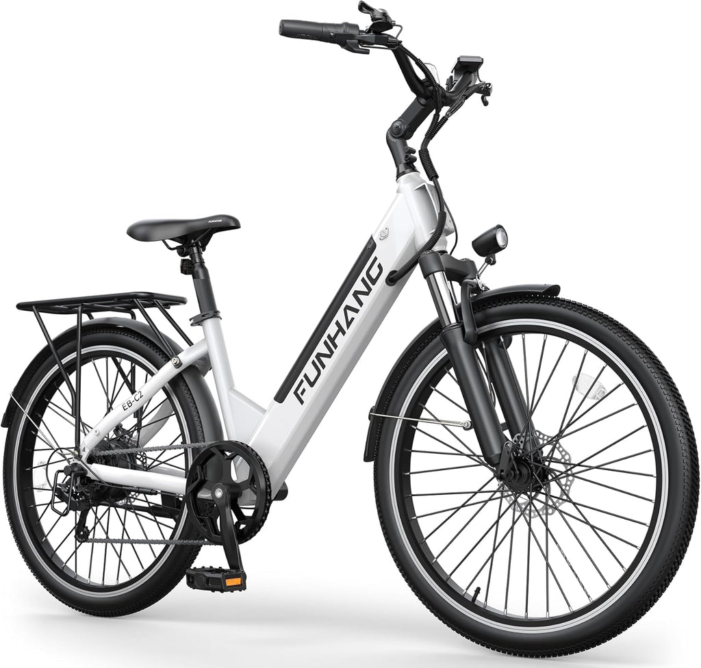 Funhang Electric Bike for Adults, 1000W Peak Ebike, 50Miles 20MPH Step Thru Electric Bicycle, 26' Commuter E Bikes with 48V Built-in Removable Battery, Adjustable Stem, 7-Speed, UL 2849 Certified