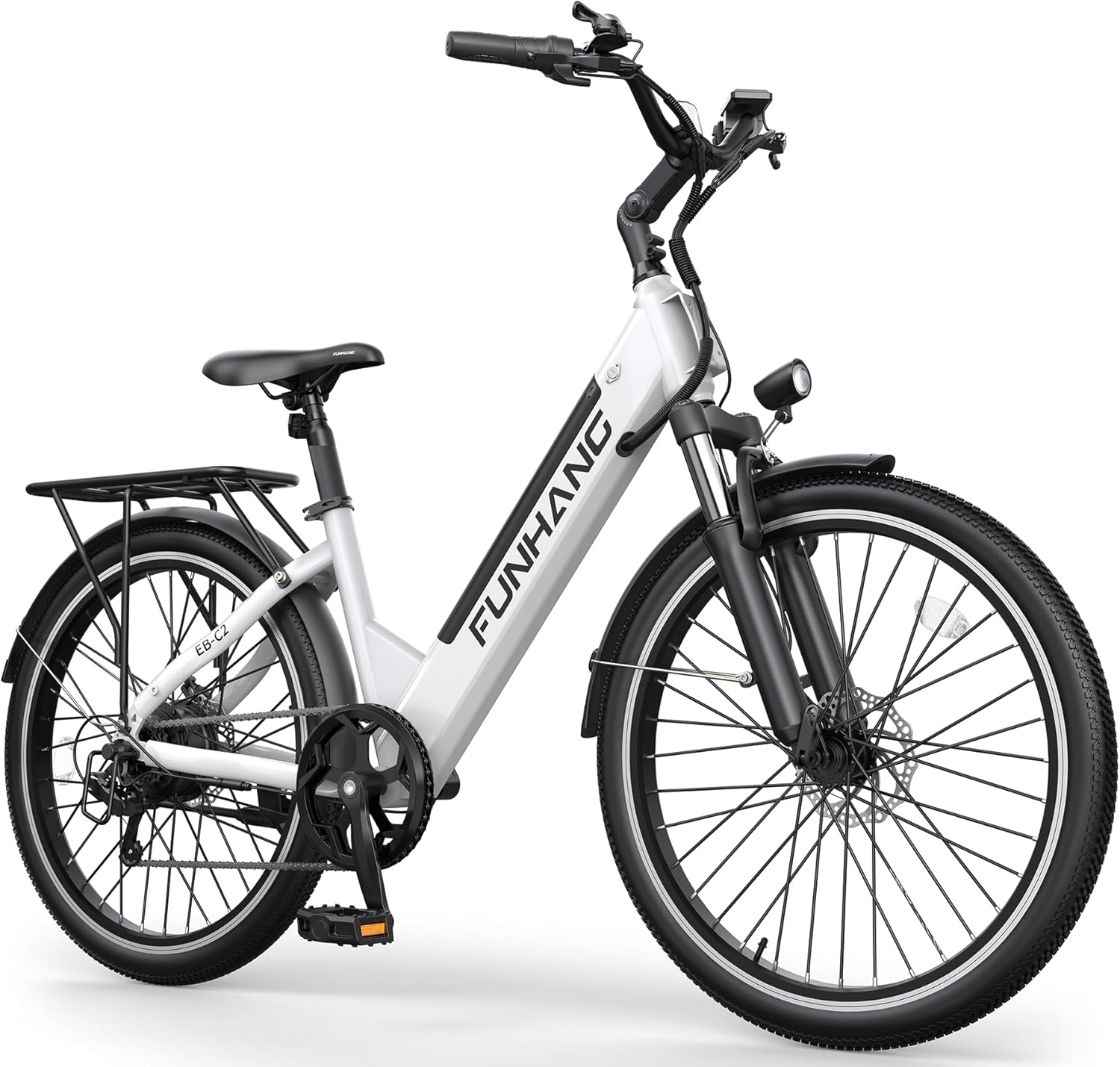 Funhang Electric Bike for Adults, 1000W Peak Ebike, 50Miles 20MPH Step Thru Electric Bicycle, 26' Commuter E Bikes with 48V Built-in Removable Battery, Adjustable Stem, 7-Speed, UL 2849 Certified