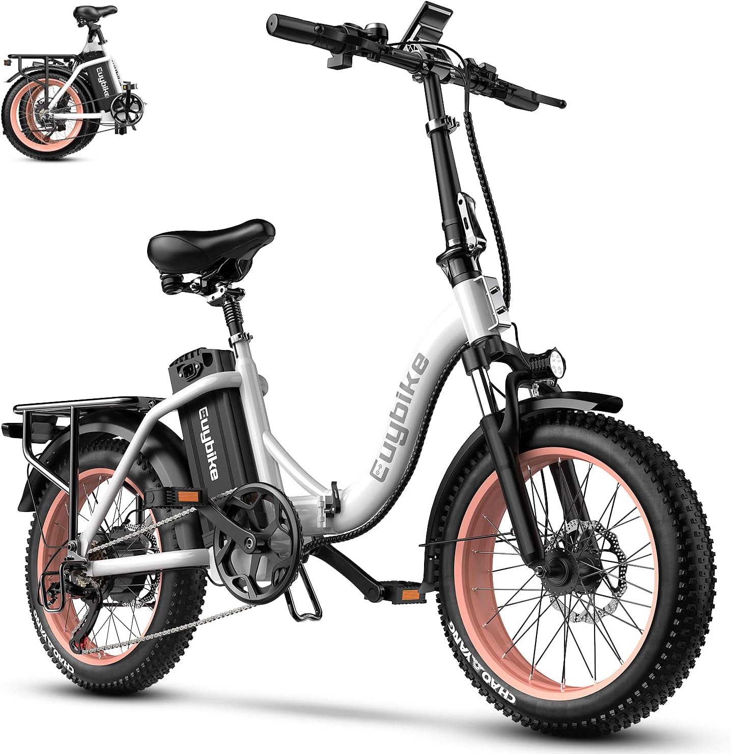 bluebiko 1000W Folding Electric Bike, 48V 20AH Removable Battery E Bike, 70 Miles Max Range, 20' Fat Tire Adults Electric Bike,7-Speed Ebike for City Commuting,Off-Roading,Mountain