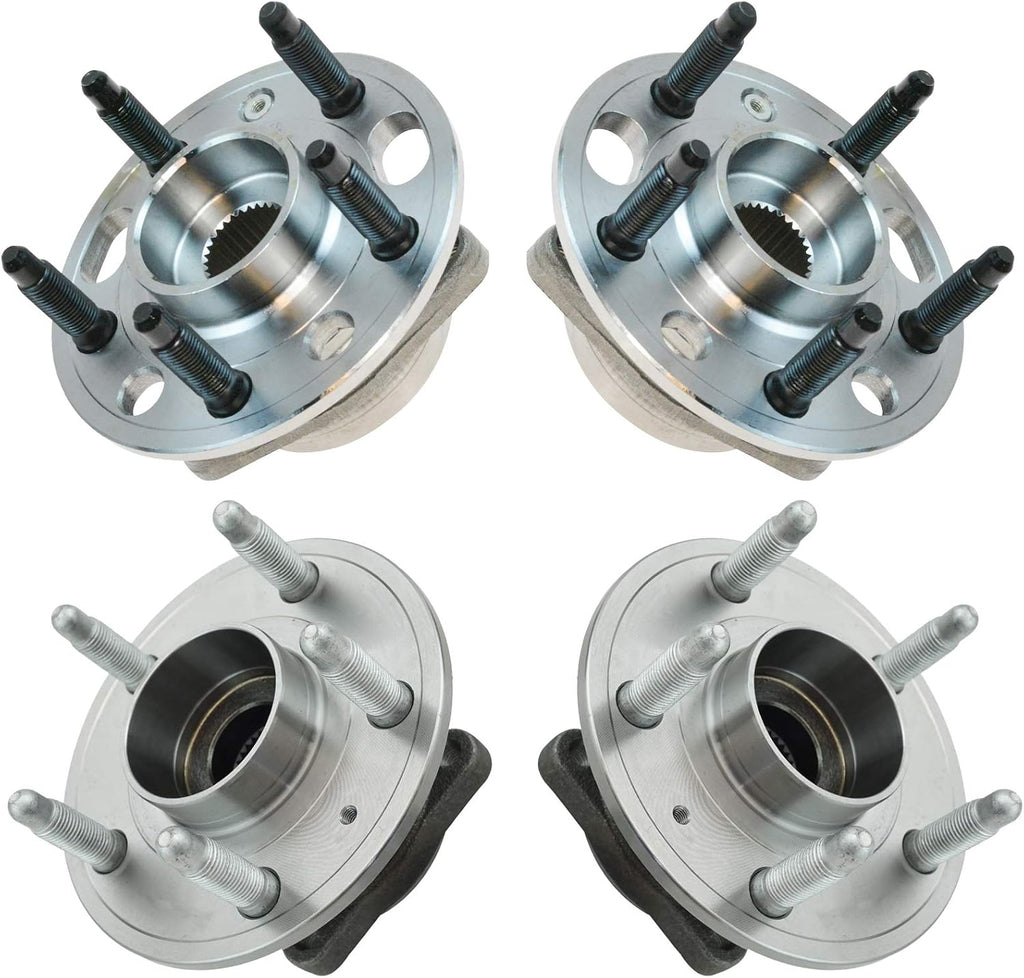 TRQ 2 Piece Front Rear Wheel Bearing & Hub Assembly Set Compatible with 2010-2017 Chevrolet Equinox GMC Terrain