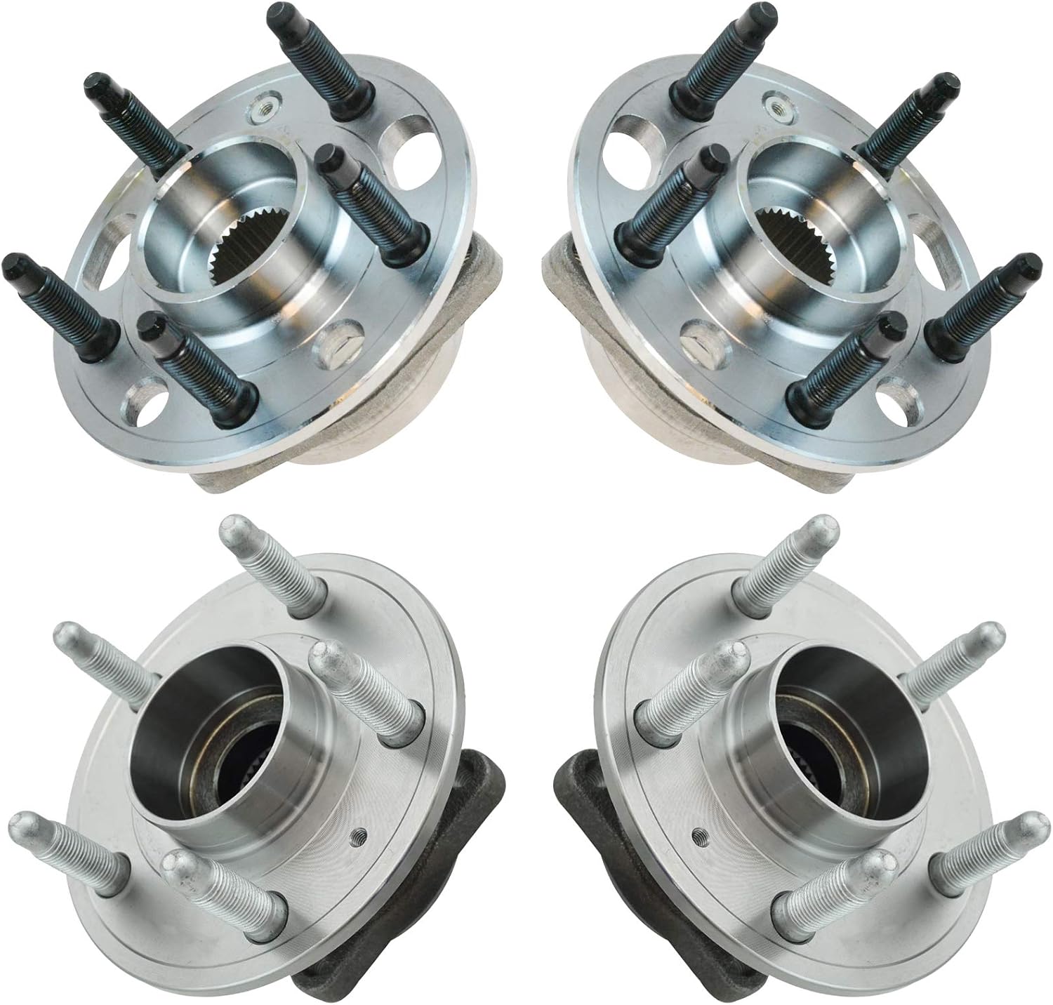 TRQ 2 Piece Front Rear Wheel Bearing & Hub Assembly Set Compatible with 2010-2017 Chevrolet Equinox GMC Terrain