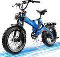 2000W/3000W Peak Motor Electric Bike for Adults, 48V/52V 25AH/30AH Battery Full Suspension Foldable Ebike, 20'x4.0' Fat Tires 35MPH Dirt Bike, 100/120 Miles Hydraulic Brake Magnesium Alloy Motorcycle