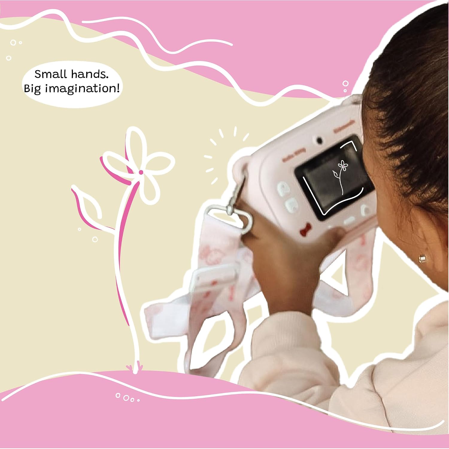 kiimento Sanrio Licensed Instant Print Digital Camera, Best Travel Buddy Hello Kitty, 2.4' HD Screen, Ink-Free B&W Printing, Selfie Lens, 1080p Video, 32GB Memory Card (Model P)
