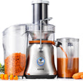 GDOR 1300W Powerful Juicer with Larger 3.4' Feed Chute, Titanium Enhanced Cutting System, Centrifugal Juice Extractor Maker with Heavy Duty Full Copper Motor, Dual Speeds, BPA-Free, Silver