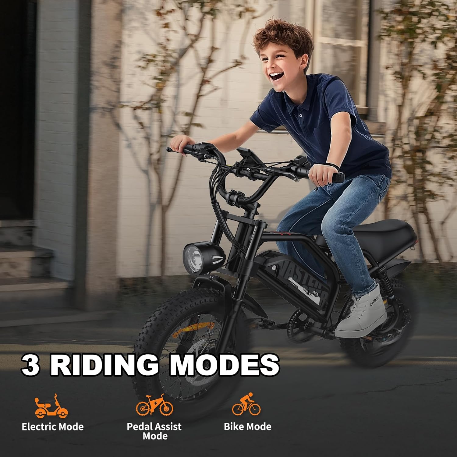 VDL Mountain Electric Bike for Teens/Adults, 16' Fat Tire Ebike, Wider Seat 500W Motor with Removable Battery, 20MPH, UP to 35 Miles Mountain Bike, Teenagers ebike for Riding&Commuting