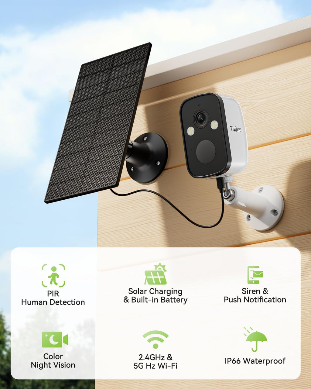 2K 5G Security Cameras Wireless Outdoor, 4-Pack Solar-Powered Camera for Home with Full Color Night Vision, PIR Detection, IP66/Alexa/2 Way Talk, No Subscription, 5G/2.4GHz WiFi