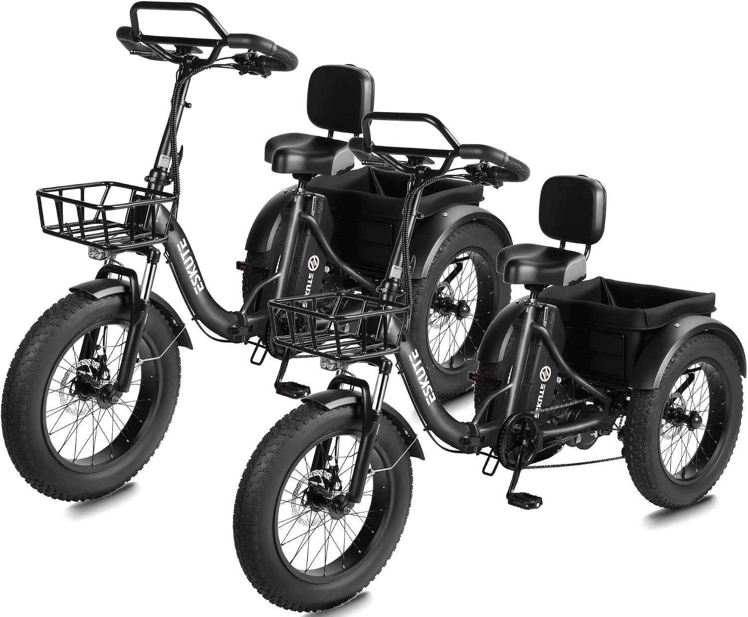 ESKUTE T300 Pro Electric Trike for Adults, 998.4Wh Long-Range Battery, 1200W Peak Motor, 20'x4.0' Fat Tires, Foldable 3-Wheel Butterfly Handlebar E-Bike with Storage Bags
