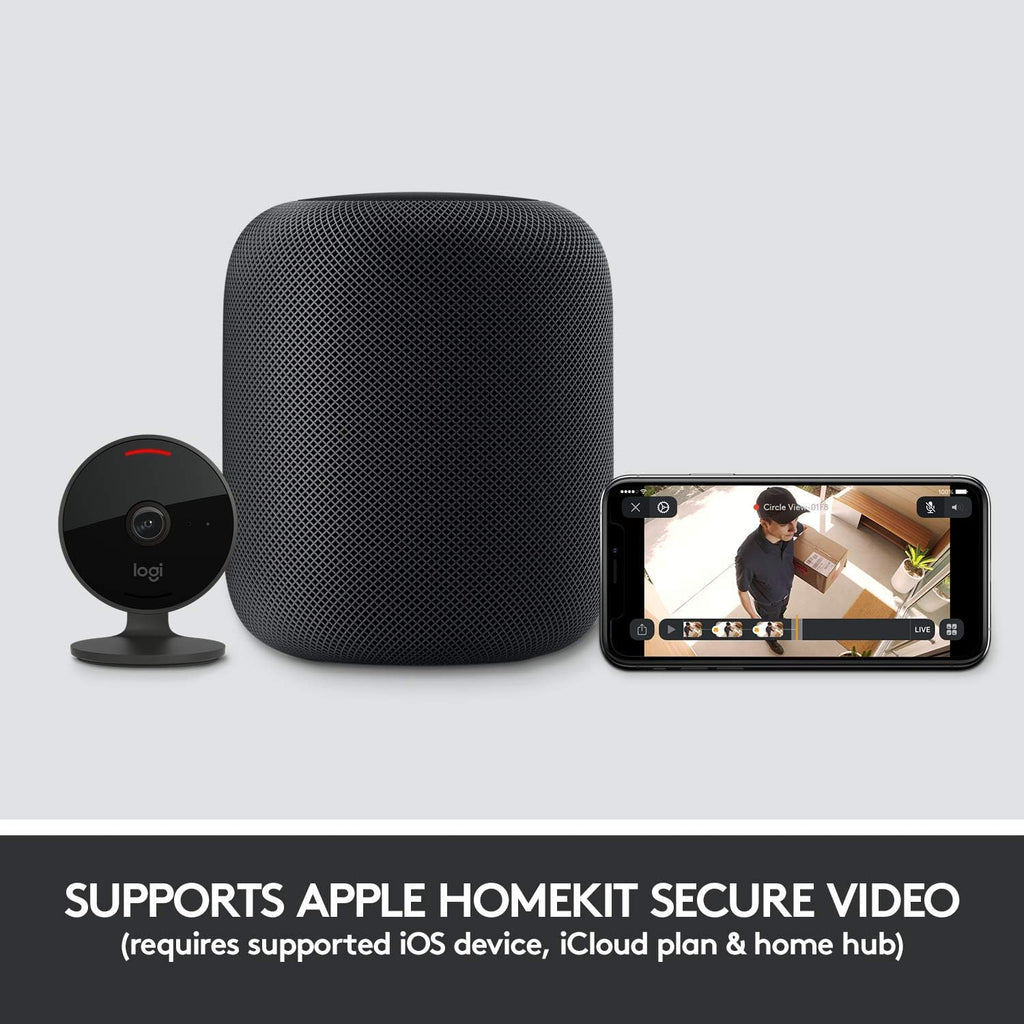 Logitech Circle View Weatherproof Wired Home Security Camera TrueView Video, 180° Wide Angle, 1080p HD, Night Vision, 2-Way Audio, Tilt for Privacy, Apple HomeKit Secure Video