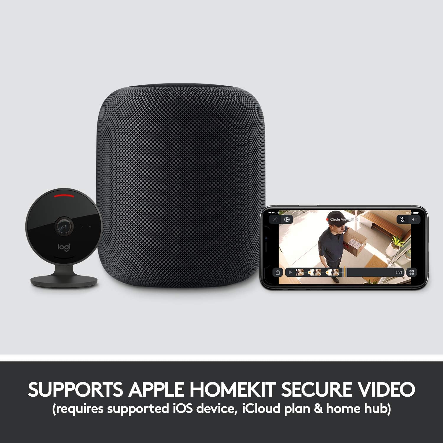 Logitech Circle View Weatherproof Wired Home Security Camera TrueView Video, 180° Wide Angle, 1080p HD, Night Vision, 2-Way Audio, Tilt for Privacy, Apple HomeKit Secure Video