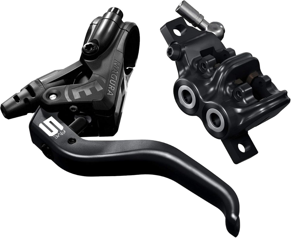 Magura MT5 2-Finger Lightweight Aluminium Bicycle Brake Lever, Useable on Left/Right, 2,200 mm Cable Length, Single Pad Set IncludingAccessories (Pack of 1), Bicycle Brake, Black, One Size