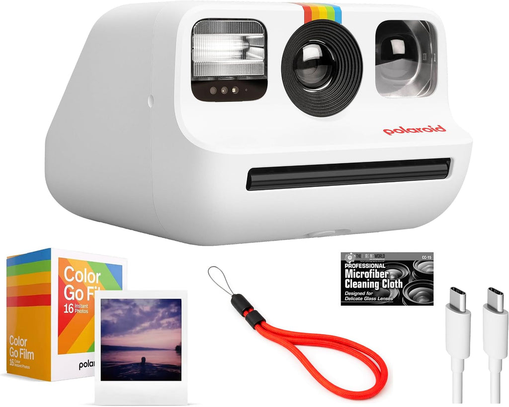 Polaroid Go Instant Camera (White) with Double Pack of Color Film and Microfiber Cloth