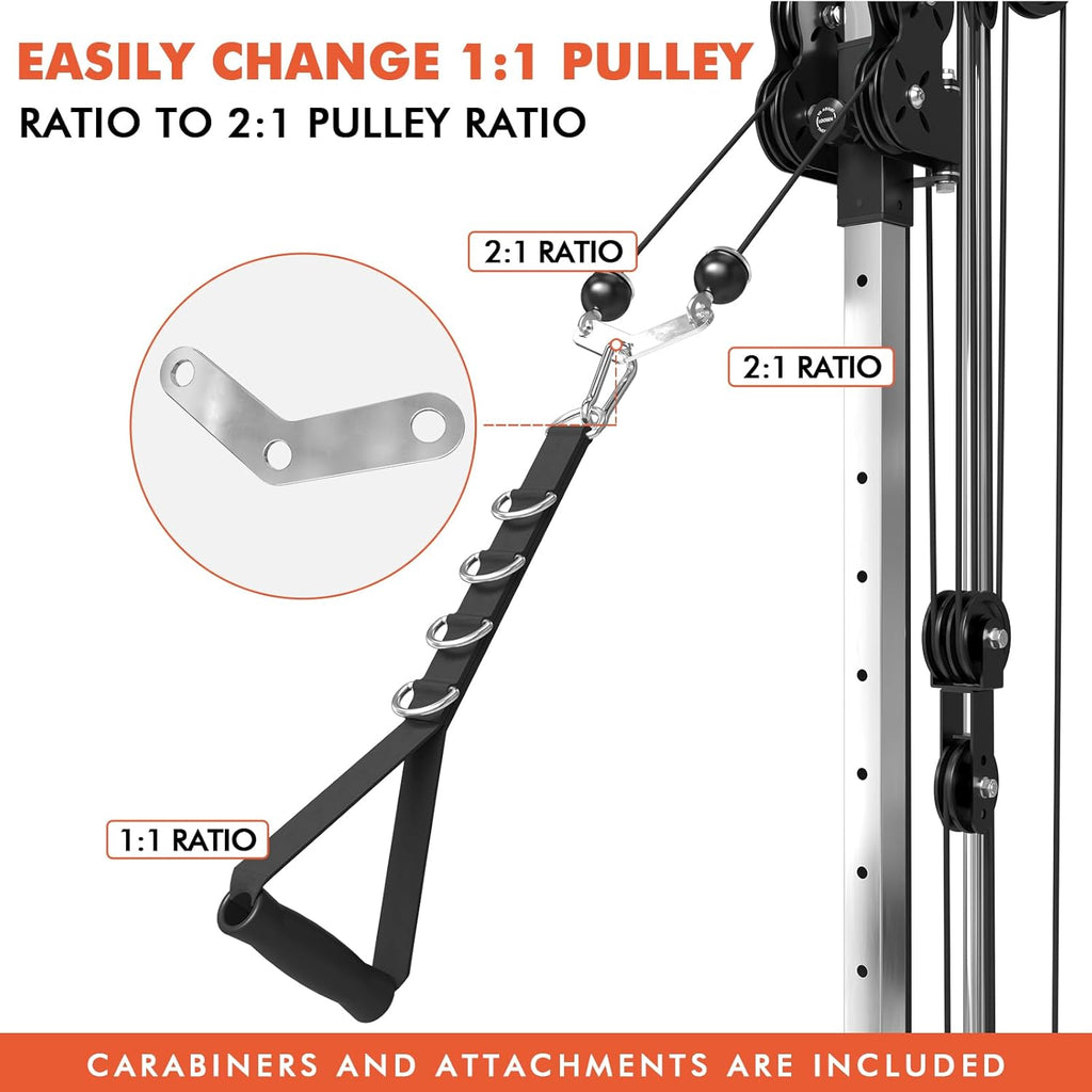Mikolo Wall Mount Cable Station, Cable Crossover Machine with Dual Pulley System and 18 Adjustable Positions for Home Gym Fitness Equipment
