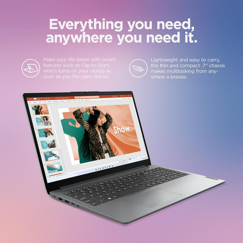 Lenovo IdeaPad 1 Student Laptop, Intel Dual Core Processor, 8GB RAM, 128GB SSD + 128GB eMMC, 15.6' FHD Display, 1 Year Office 365, Windows 11 Home, Wi-Fi 6, Webcam, Bluetooth, SD Card Reader, Grey