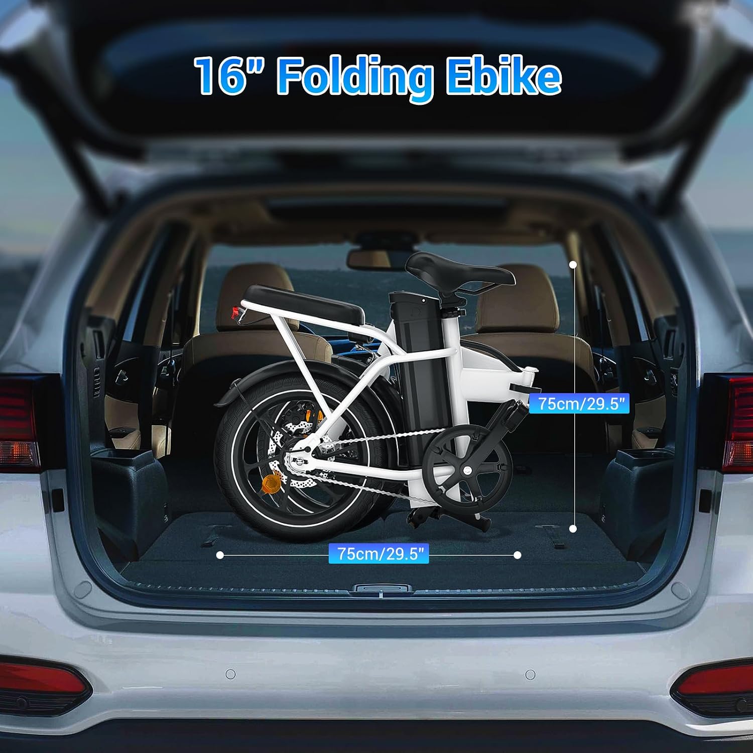 SEHOMY 2-Seat Electric Bike for Adults 630W Peak Motor, 25MPH Folding Ebike, 16' Adults Electric Bicycles with 30° Uphill, 288WH Removable Battery, 35 Miles Long Range, Commuter E Bikes Teens 14+