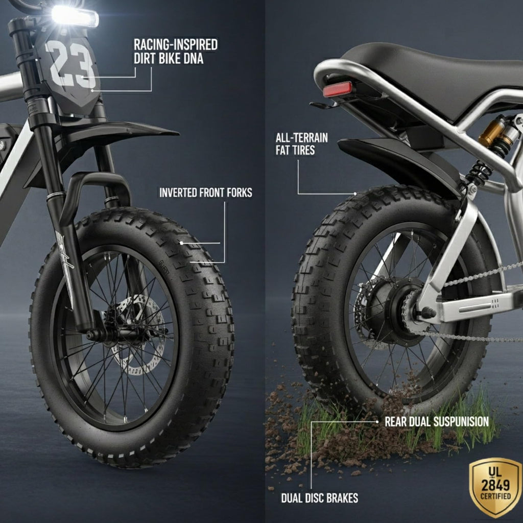 Electric Bike for Adults, 1500W-3000W Peak Fat Tire Ebike, All-Terrain Electric Dirt Bike with Dual Suspension, High Speed Off-Road Electric Bicycle, UL 2849 Certified, Removable Battery