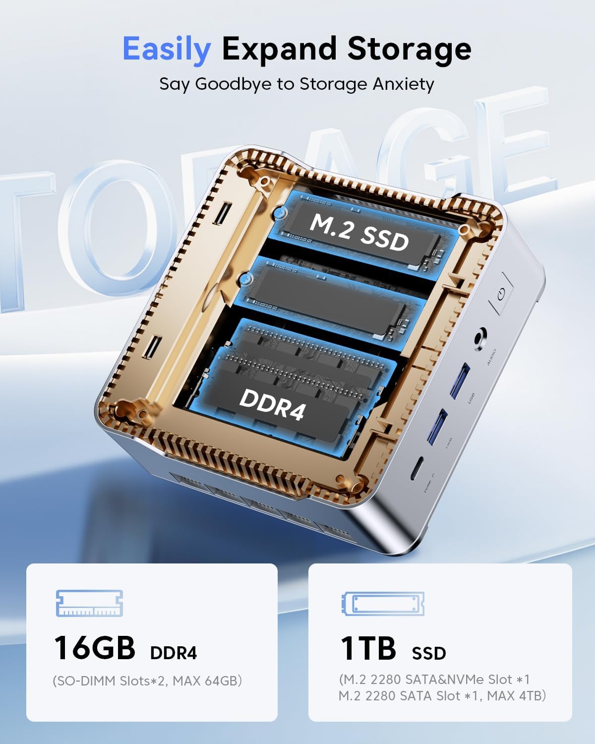 KAMRUI Pinova P2 Mini PC 16GB RAM 1TB SSD, AMD Ryzen 4300U(Beats i3-10110U/3500U/N150/N95,Up to 3.7GHz)Mini Computers,4K Triple Display/HDMI+DP+Type-C/WiFi/BT for Home/Business Mini Desktop Computers