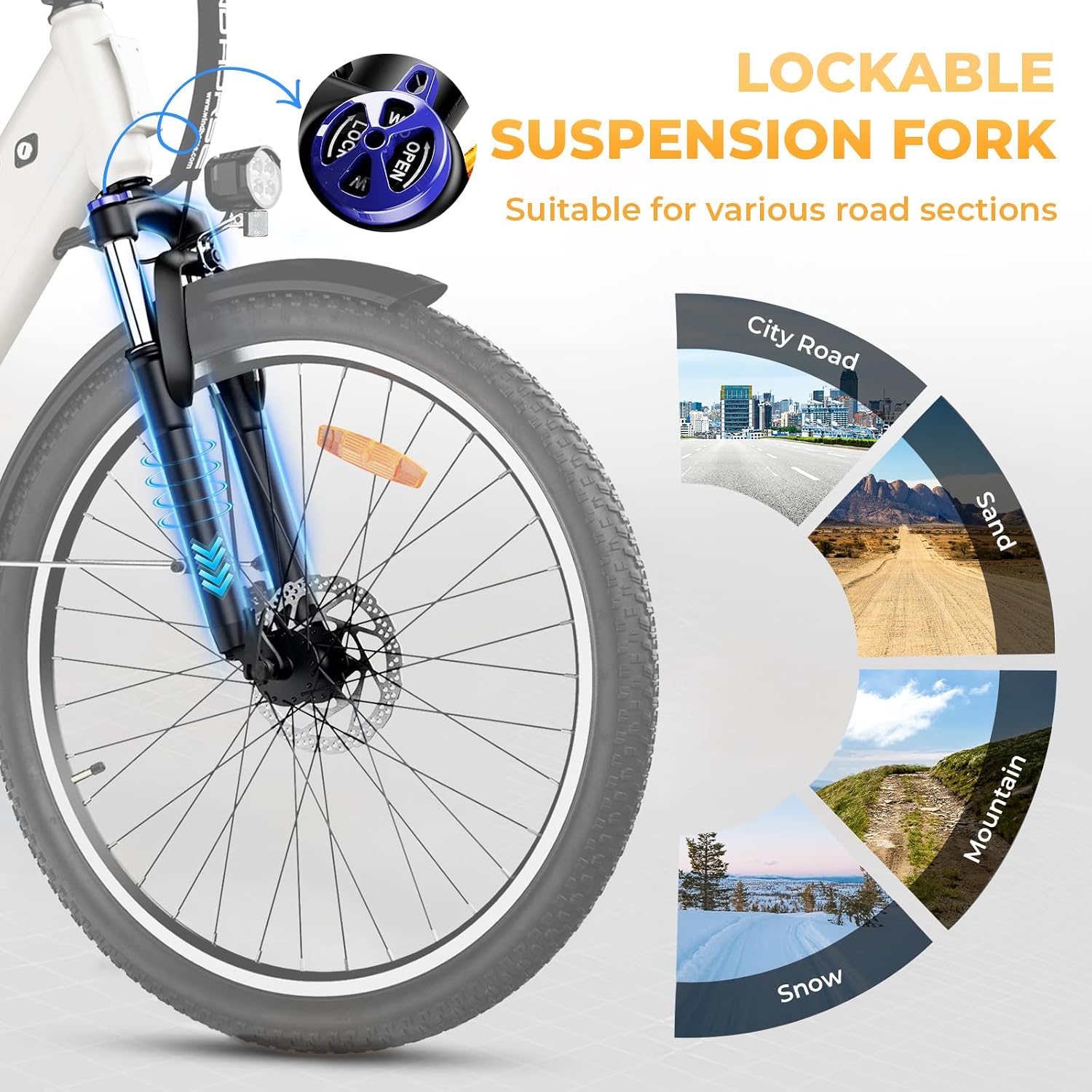 WINDHORSE 26' Electric Bike for Adults 20MPH & 30-50 Miles Range, Shimano 7-Speed, 468WH Removable Battery Commuter Ebike with 750W Peak Motor, Front Suspension, Rear Rack, Fenders, UL2849 Certified