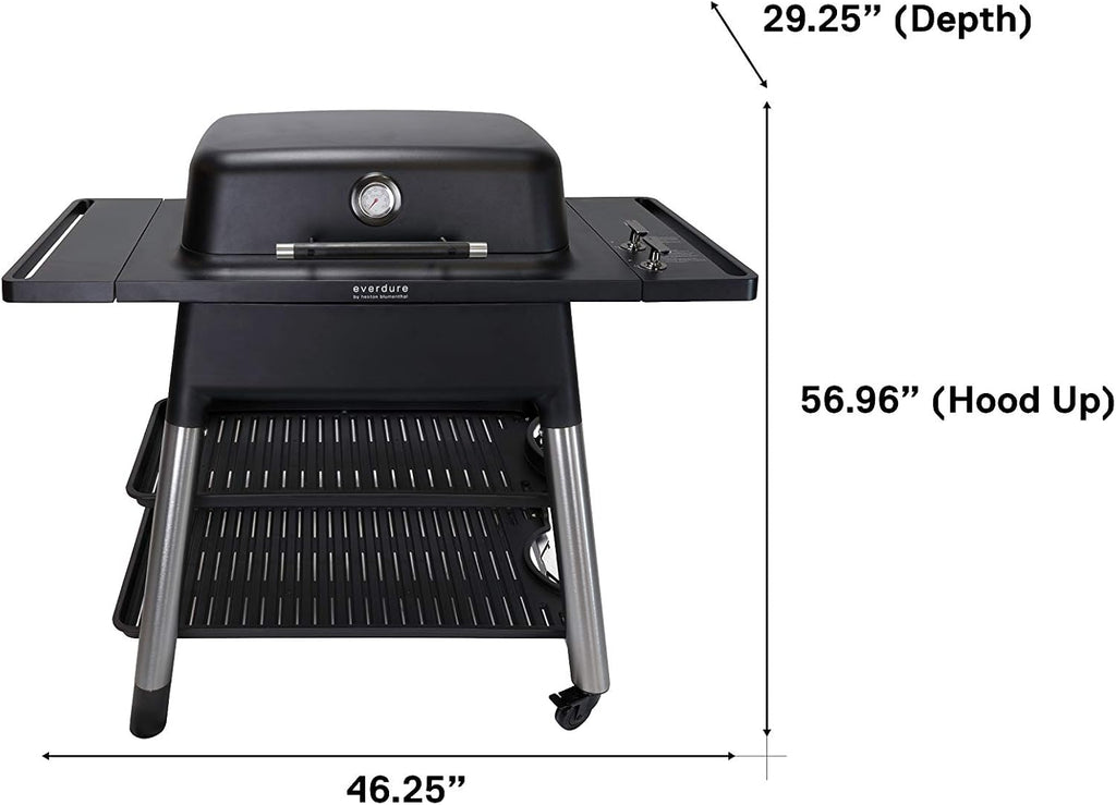 Everdure FORCE 2 Burner Gas Grill, Liquid Propane Portable BBQ Grill with Die-Cast Aluminum Body and Fast-Ignition Technology, 388 Square Inches of Grilling Surface, Adjustable Height, Matte Black