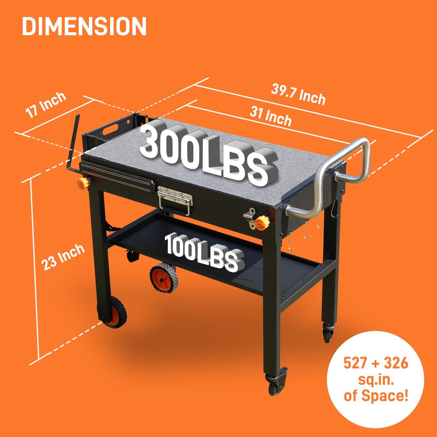 Grill Table for Blackstone 17/22 inch Griddle, Grill Cart with 22 inch Blackstone Griddle Cover, Griddle Stand with with Wheels, for Tailgating, Camping, RV